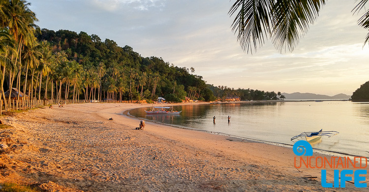 Las Cabanas Beach, sunset, El Nido, Palawan, Philippines, Uncontained Life