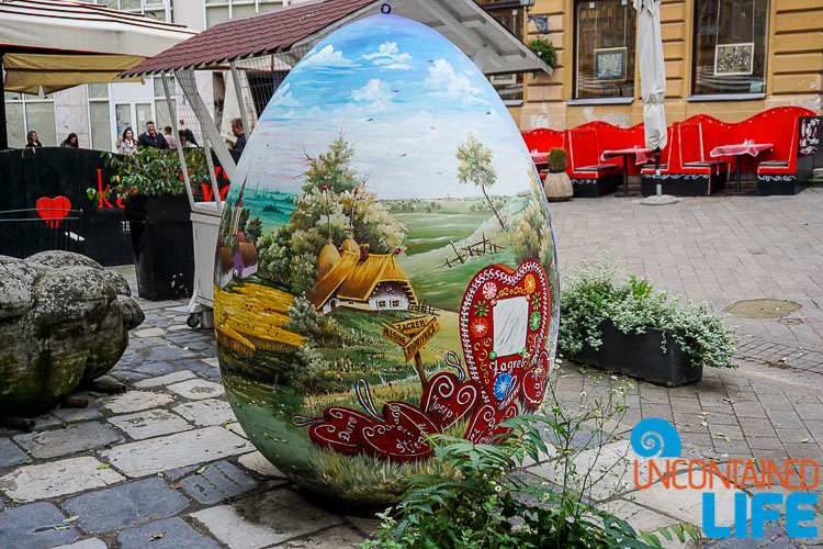 Painted Egg, Bloody Bridge, exploring central Zagreb, Croatia, Uncontained Life