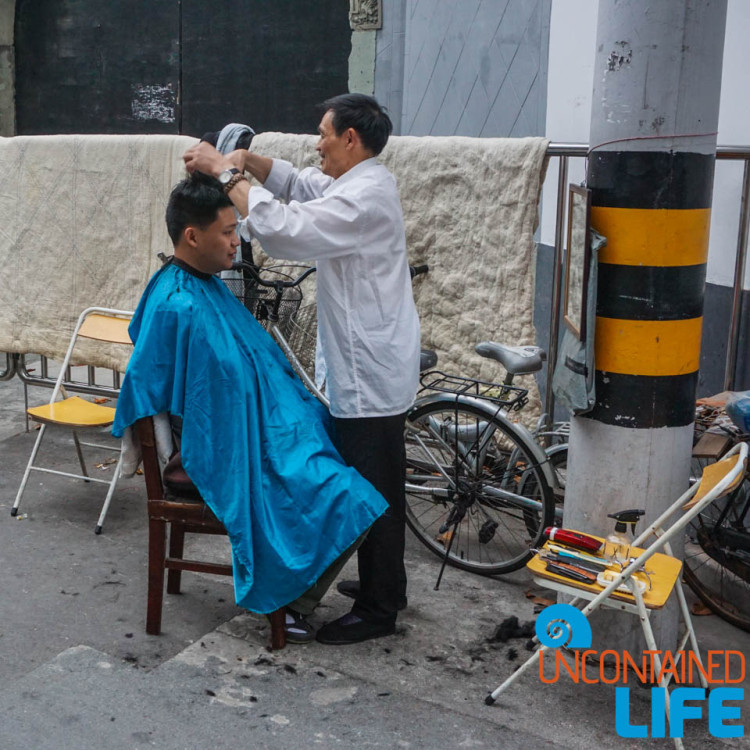 Street Haircut, 24 Hours in Shanghai, China, Uncontained Life