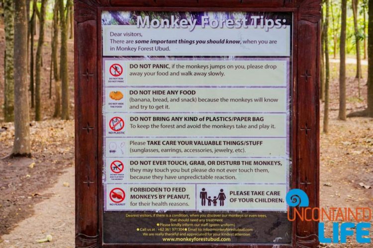 Sign, Sacred Monkey Forest Sanctuary, Ubud, Bali, Indonesia, Uncontained Life